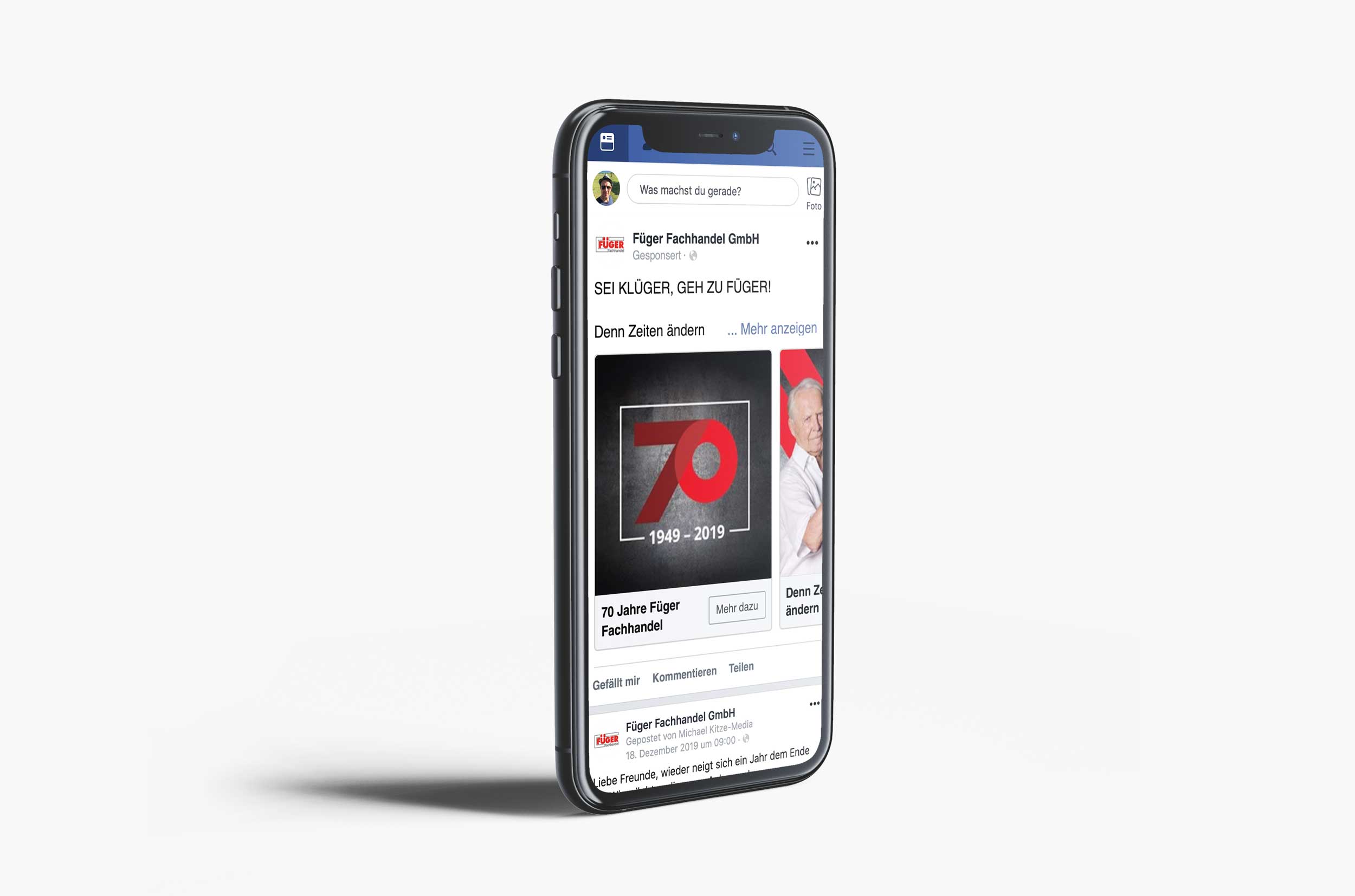 Case Füger Fachhandel Mockup Facebook Anzeige iPhone