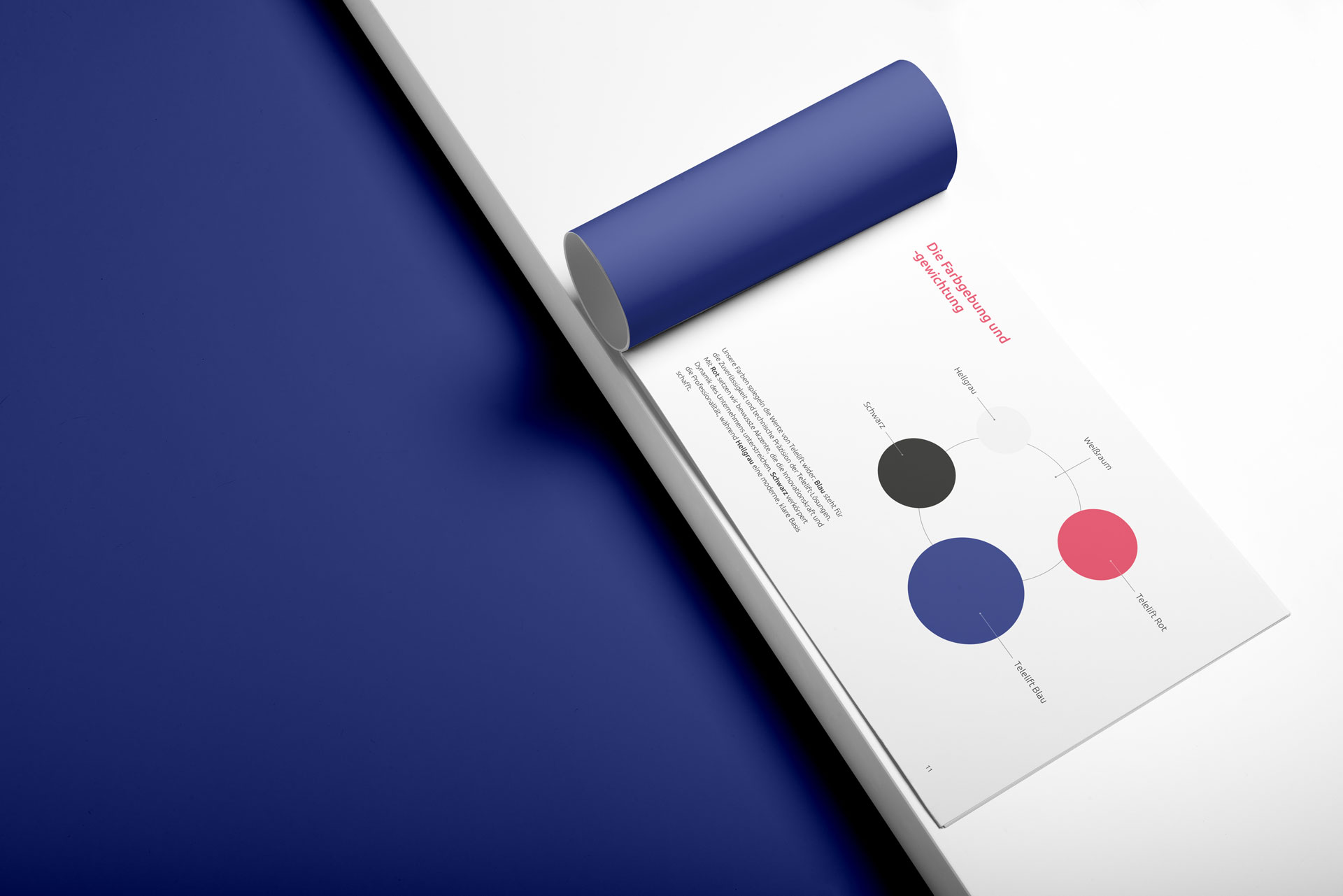 Telelift – Darstellung des Corporate Design Guides im Mockup.
