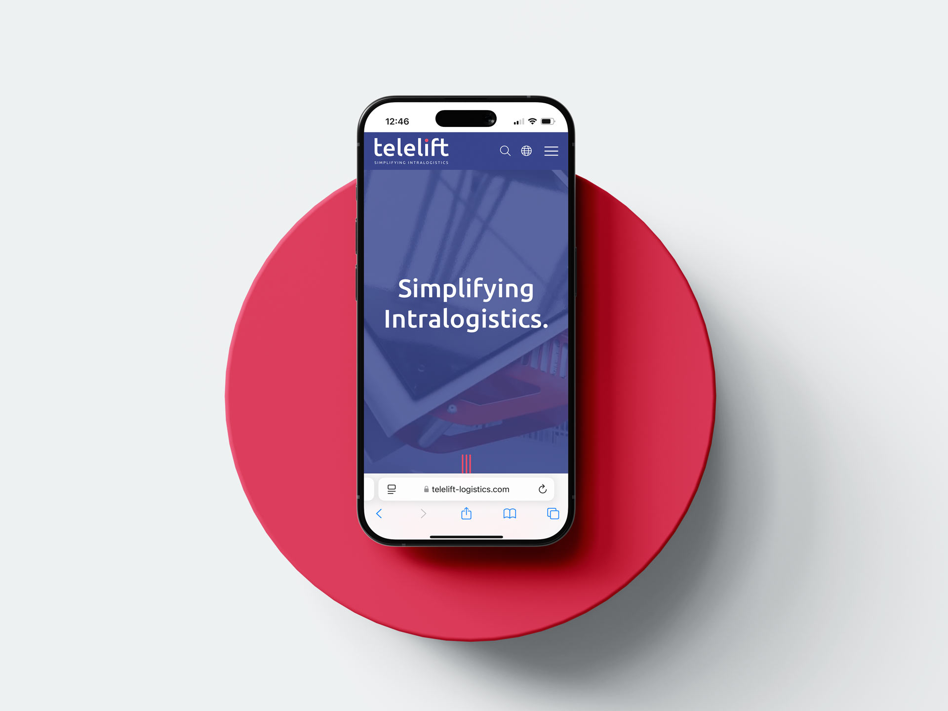 Telelift Mockup – Neue Webseite in der mobilen Ansicht auf einem Smartphone.