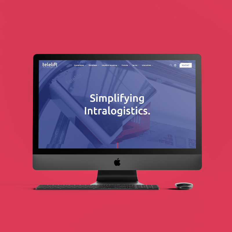 Startseite von Telelift – dargestellt auf einem iMac.