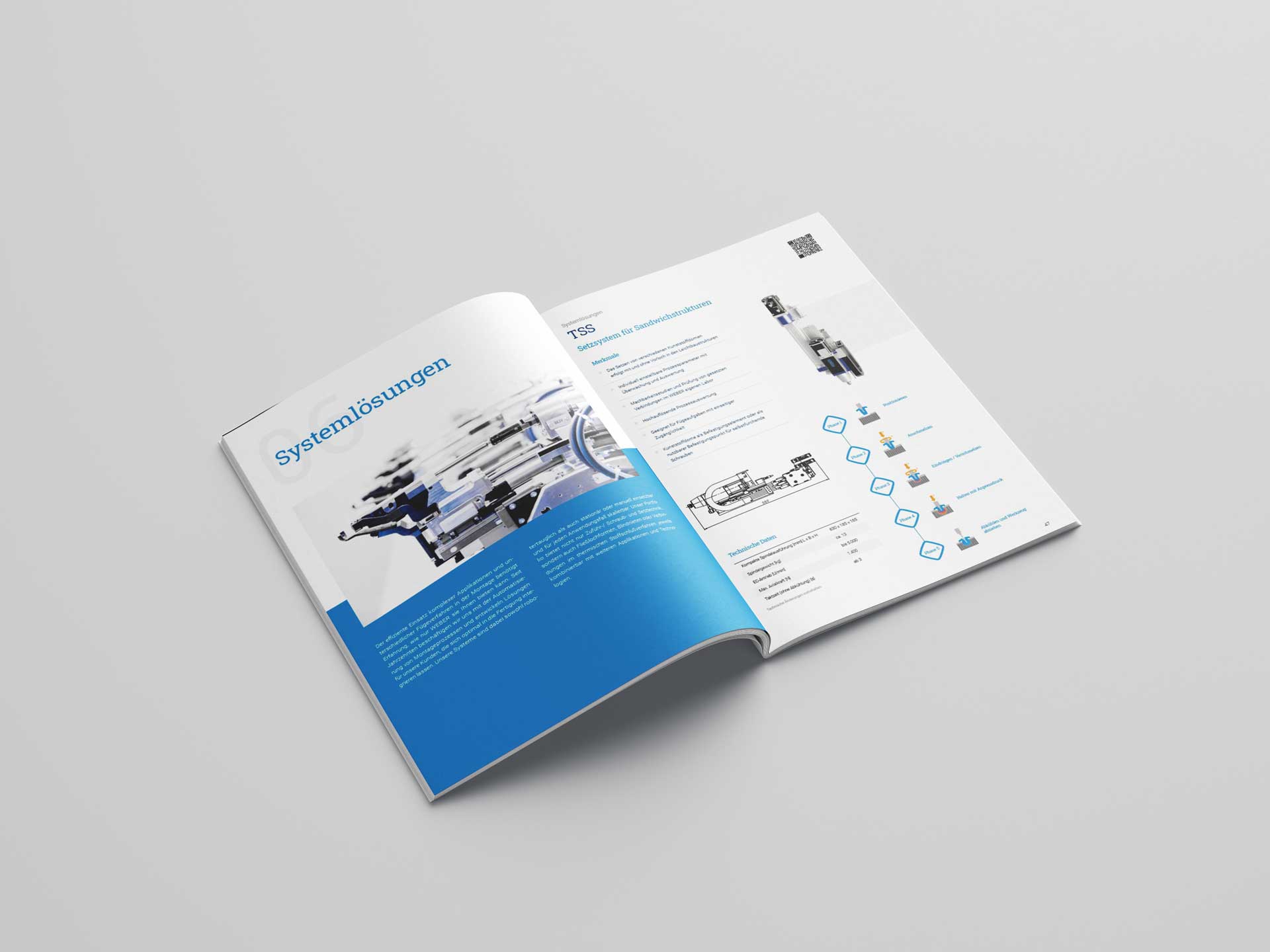 Mockup technische Broschüre von WEBER Schraubautomaten Systemlösungen