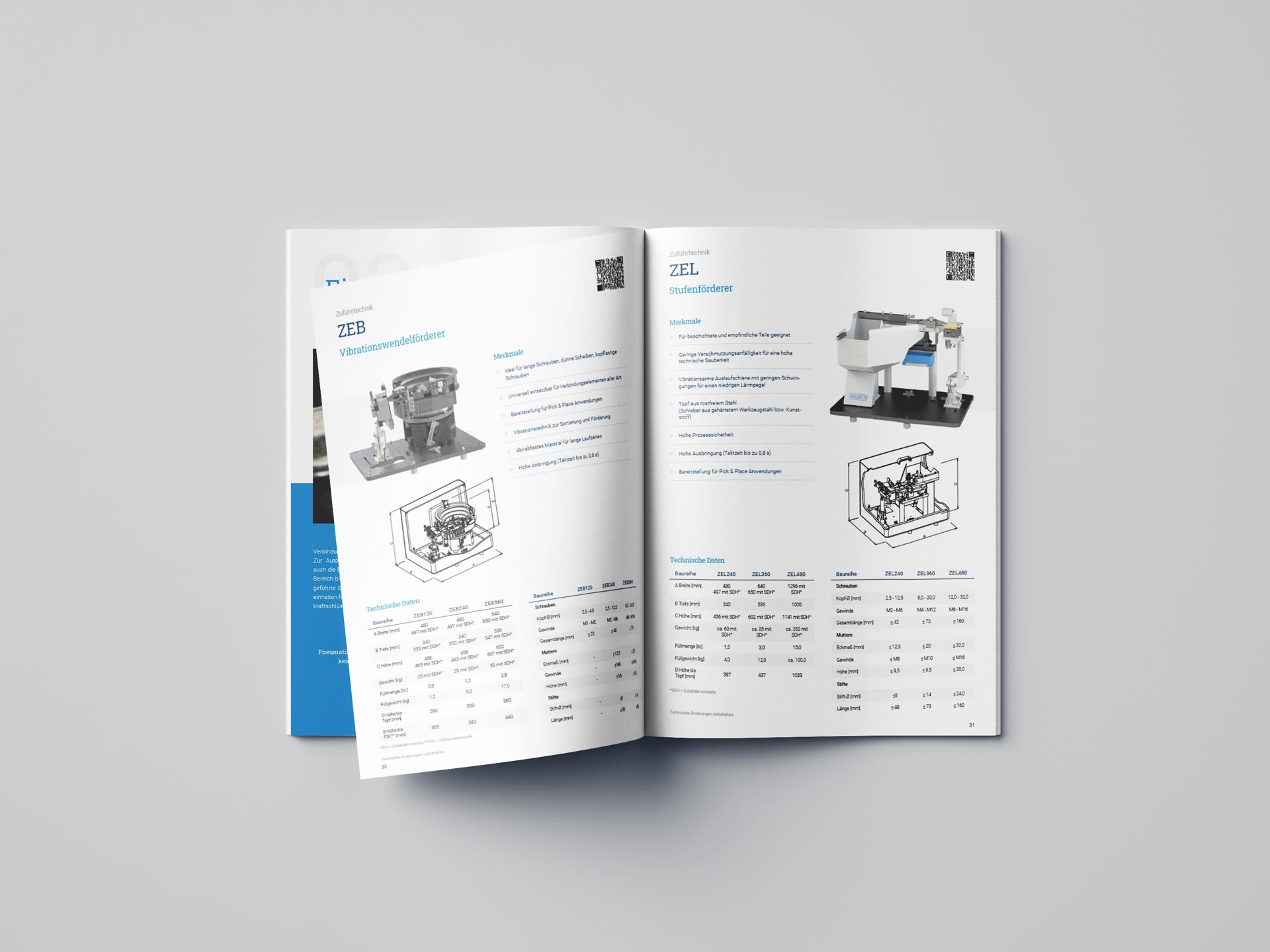 Mockup technische Broschüre von WEBER Schraubautomaten Produkte